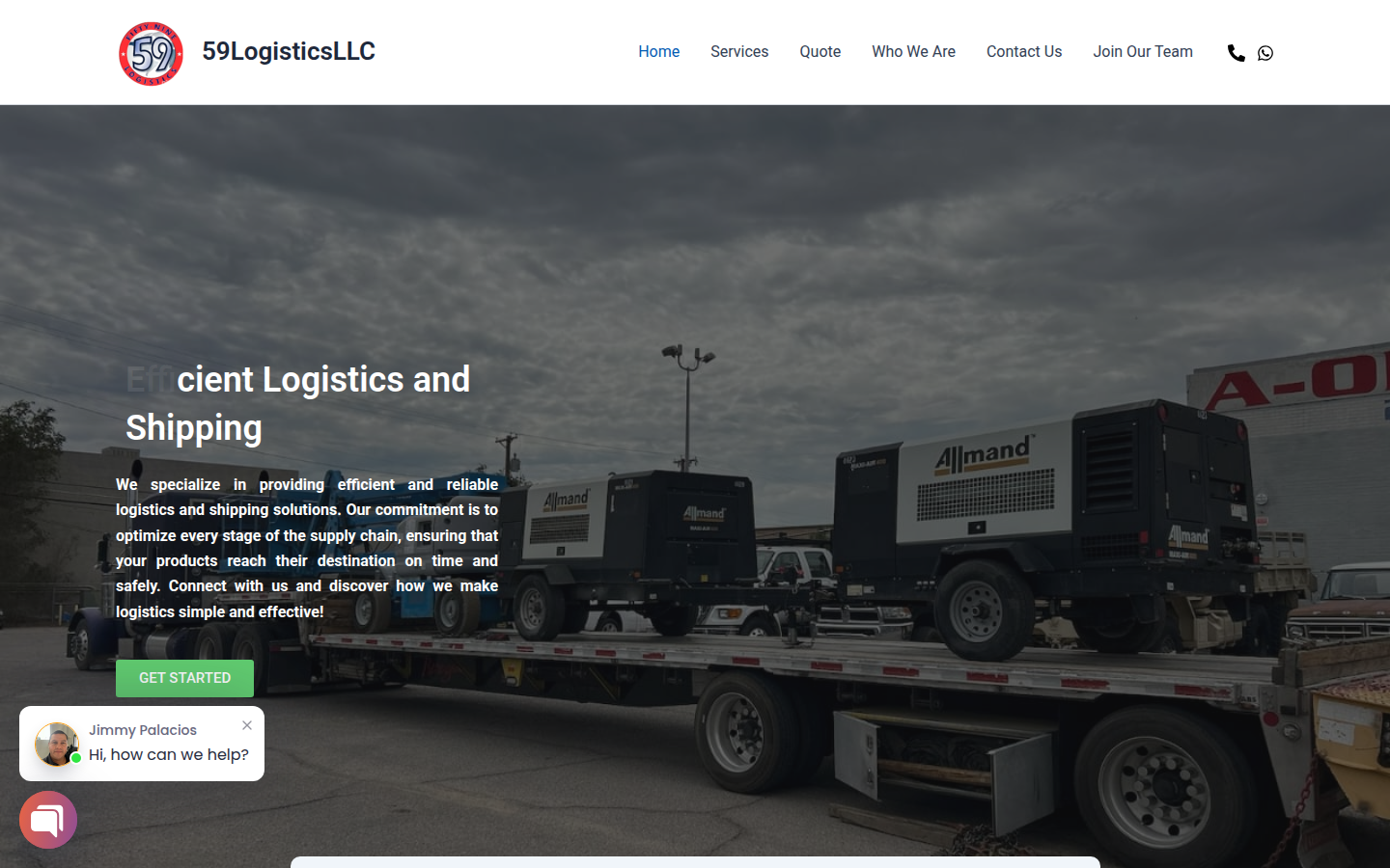 Sitio web de 59 Logistics con diseño profesional