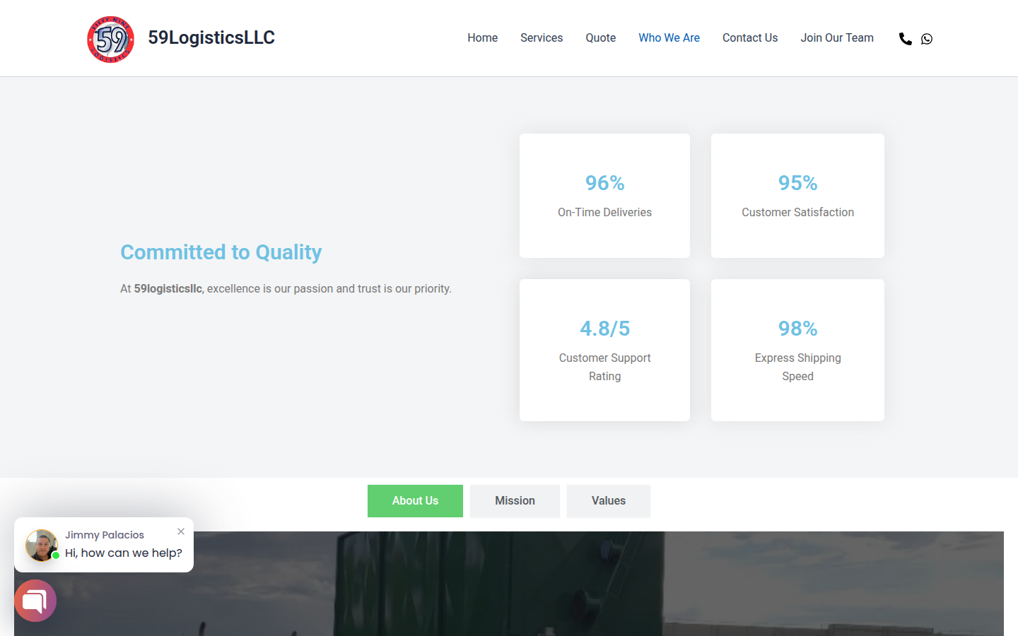 Sitio web profesional de empresa de transporte en Houston