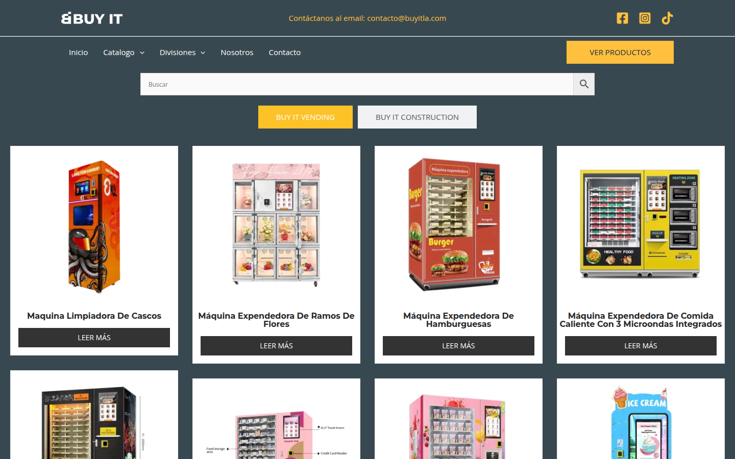 Página web de Buy It con maquinaria y soluciones de construcción